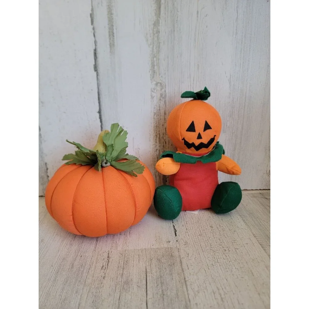 Vintage plush Halloween‎ jack o'lantern man set Unique home decor
